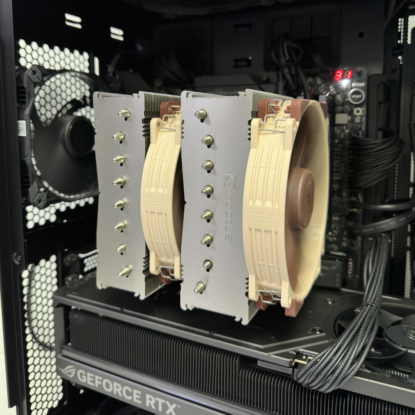 Internal components and cooling system of a custom workstation